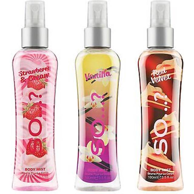 Body Mist by Soâ¦? Womens Vanilla, Red Velvet, Strawberries & Cream Body Spray Mixed Fragrance 100ml Bundle (Pack of 3)