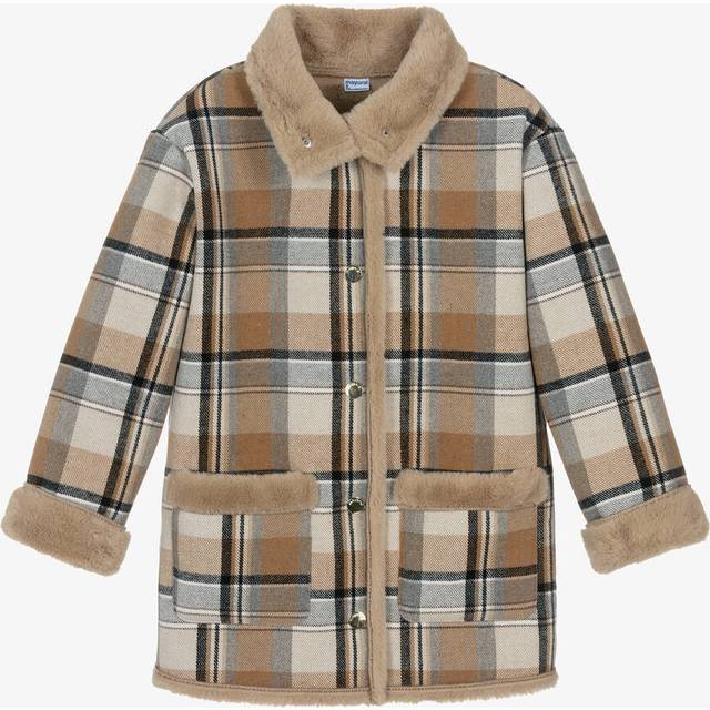 Mayoral Girls Beige Checked Coat - 14 year