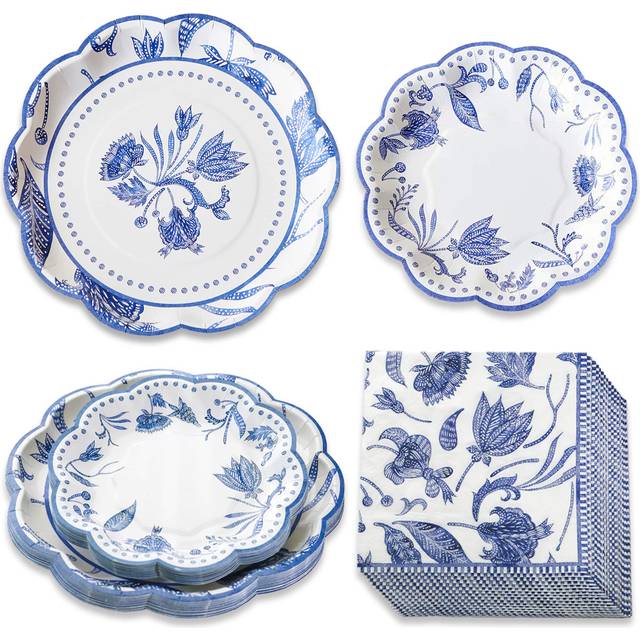 Blue Willow 62 Piece Party Tableware Set (16 guests)
