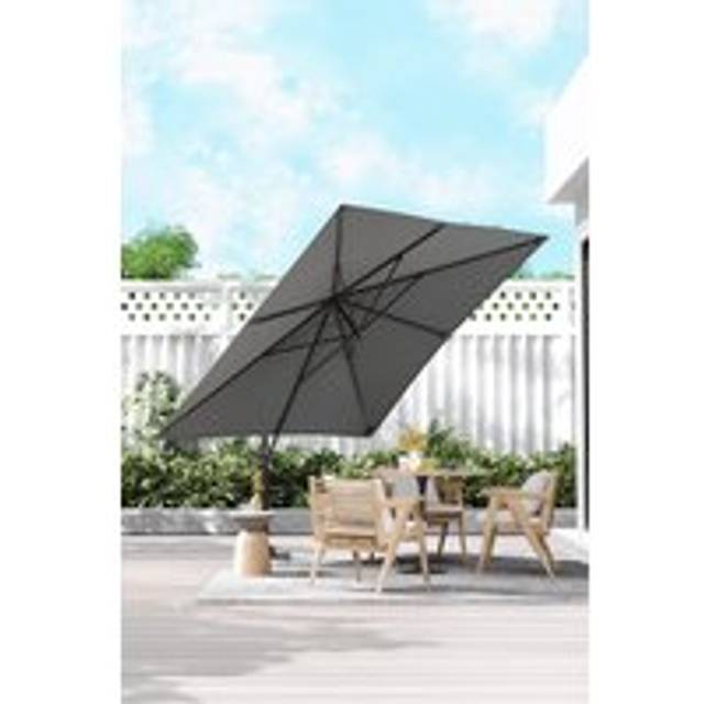 3m x 3m Dark Grey Square Rotating Outdoor Cantilever Parasol - One Size