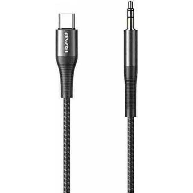 Awei USB-C Till Aux Kabel Jack 3.5 CL-116T - Svart