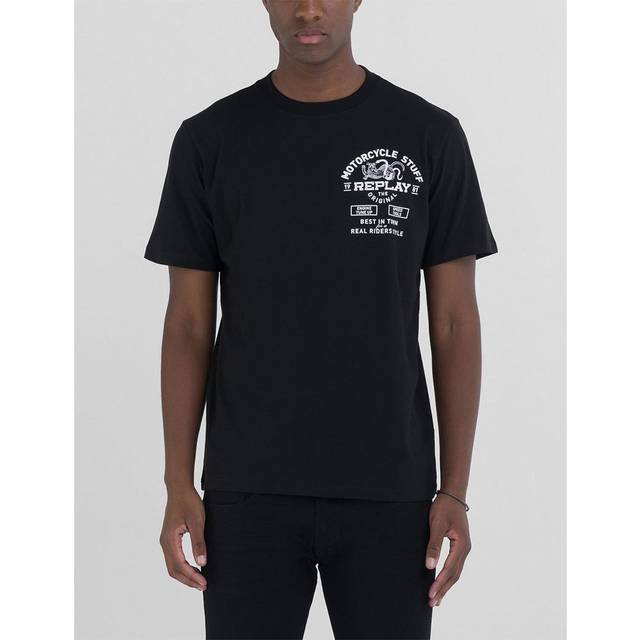 Men's Replay Biker T-Shirt - Black - Size: 38/Regular