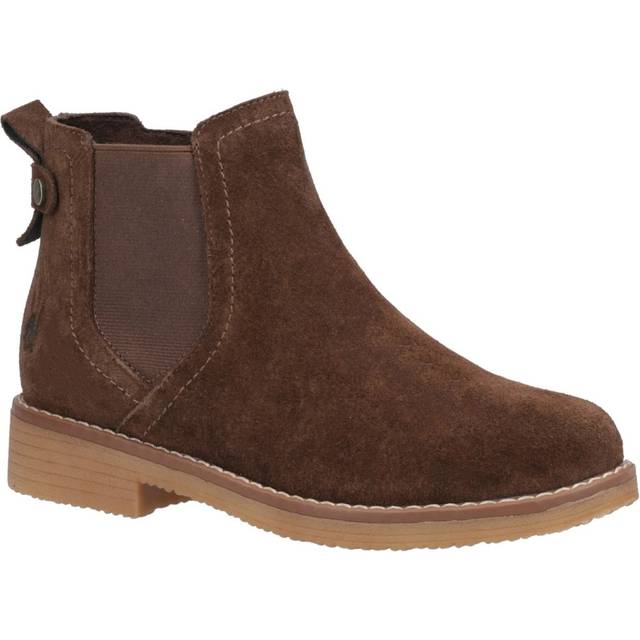 Hush Puppies Maddy Memory Foam Leather Womens Boots | Slip On Shoes  | Chocolate  | UK Size 4