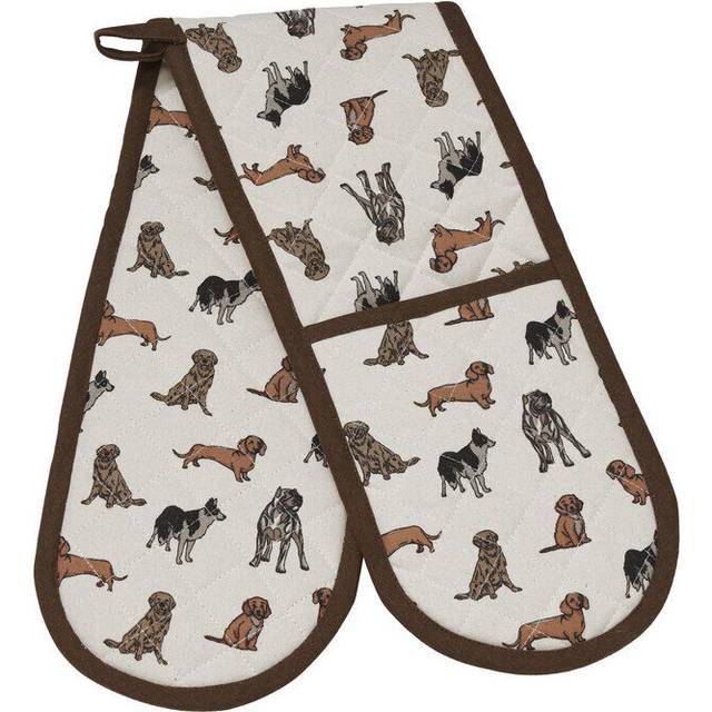 Penguin Home Double Oven Gloves |Oven Mitts|400 gsm poly wadding|Colour-Grey,Brown & Mustard| Size-18x90 cm|