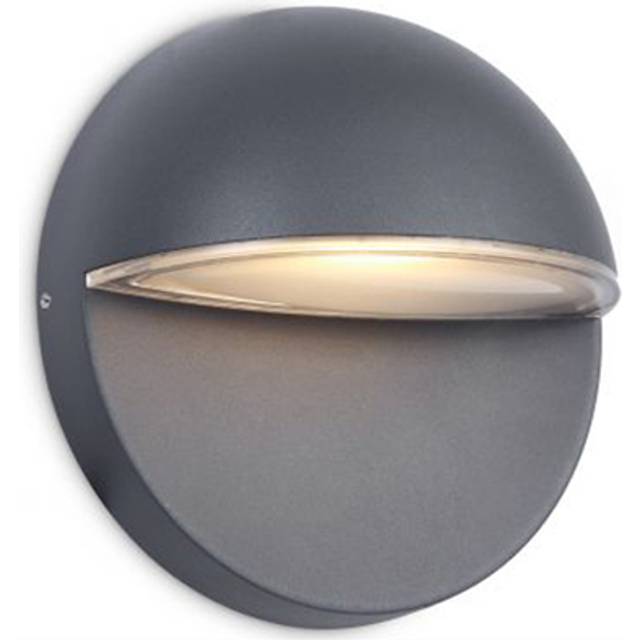 Kosnic Haldon Circular Outdoor 4000K LED Wall Light 9W Grey