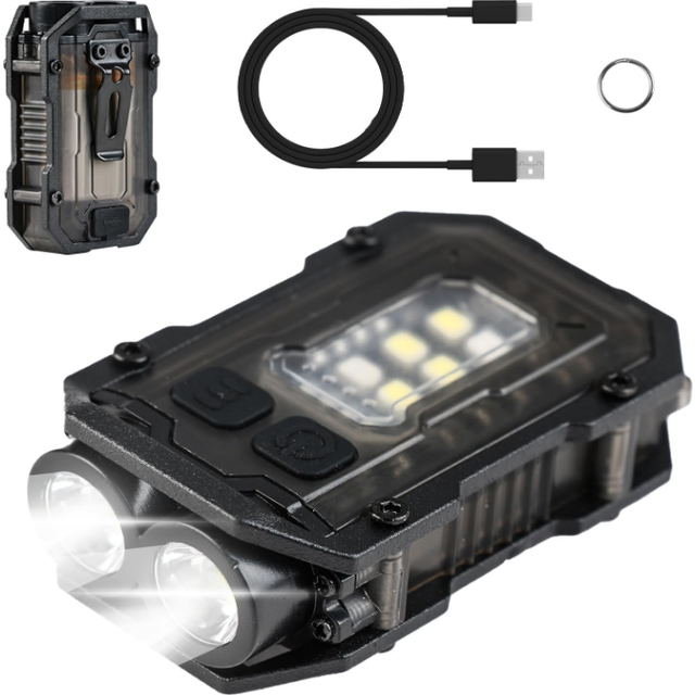Chronus Small Torches LED Super Bright - USB C Rechargeable Small Powerful Keychain Torch, 8 Modes Double Lights EDC Torch, IPX4 Waterproof Mini
