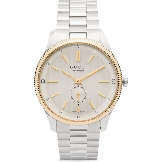 Gucci - G-Timeless 40mm - men - 18kt Gold Plated Steel/Sapphire Glass/stainless steel - One Size - Silver