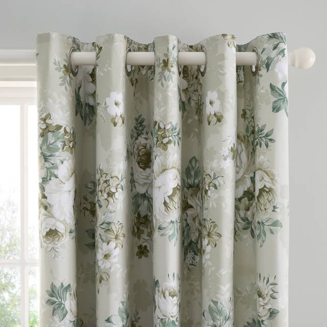 Darla Floral Eyelet Curtains - Green