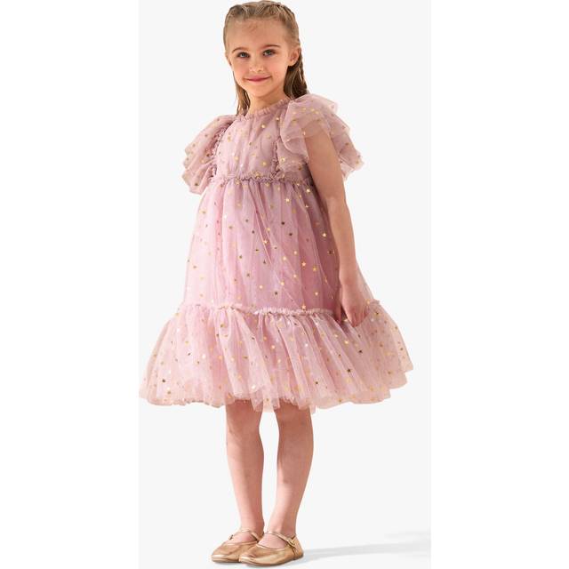 Pink Girls Dress With Stars | Angel & Rocket / 5 yrs