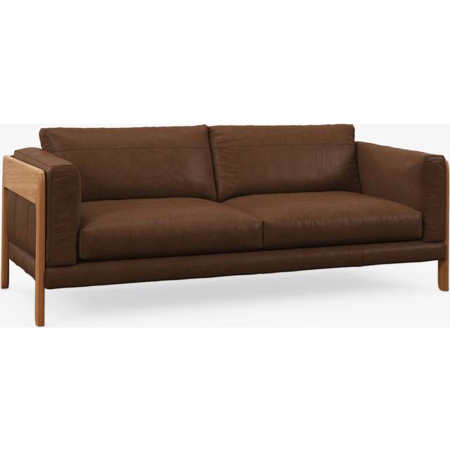 John Lewis Nest Grand 4 Seater Leather Sofa, Light Leg