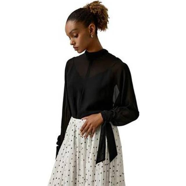 LILYSILK Floaty Batwing Sleeve Blouse Set Pure Silk Batwing Sleeves Fashion-Forward United Kingdom Black S