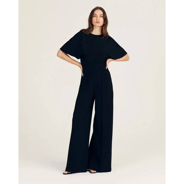 Tempest Wide-Leg Knit Trousers - BLACK - Medium