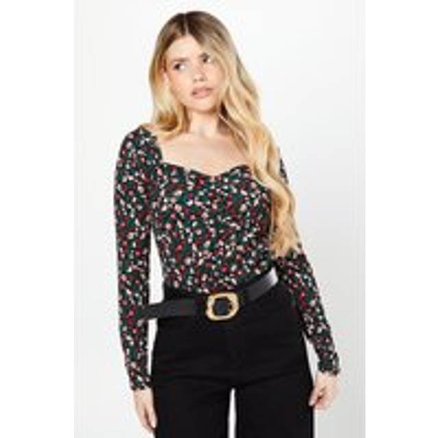 Womens Ditsy Floral Ruched Front Top - XL