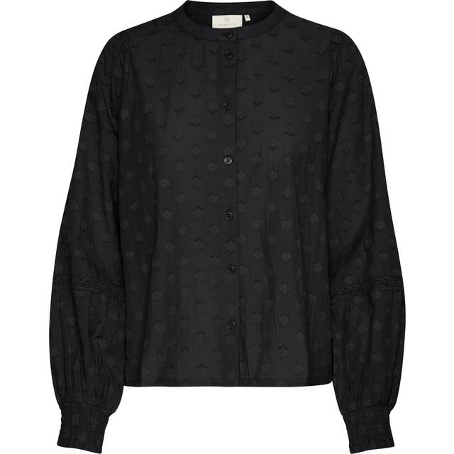 KAFFE Enya Floral Applique Shirt, Deep Black