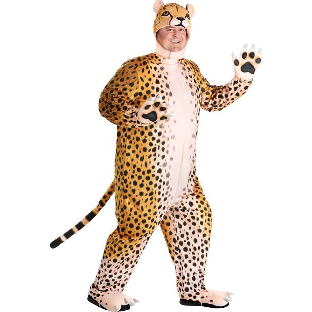 Adult Plus Size Cheerful Cheetah Costume | Animal Costumes - Black&#47;Brown (3X)