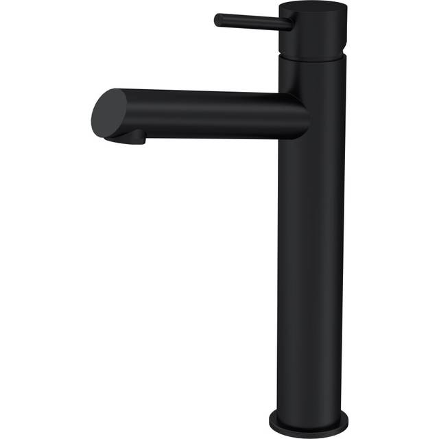 Minimalist Round Tall Mono Basin Mixer Tap - Matt Black