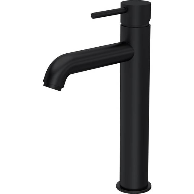 Round Minimalist Tall Mono Basin Mixer Tap - Matt Black