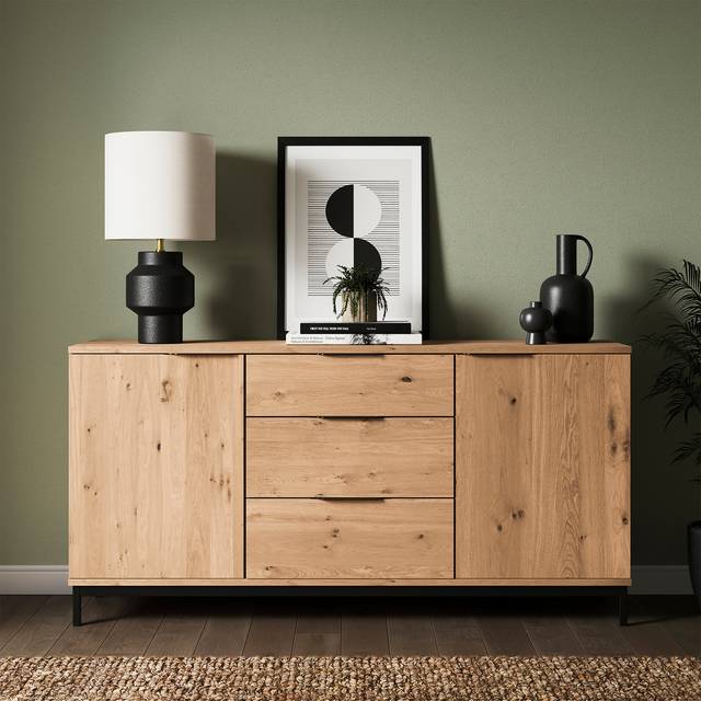 Reynolds Large Sideboard - Rustic Oak Effect