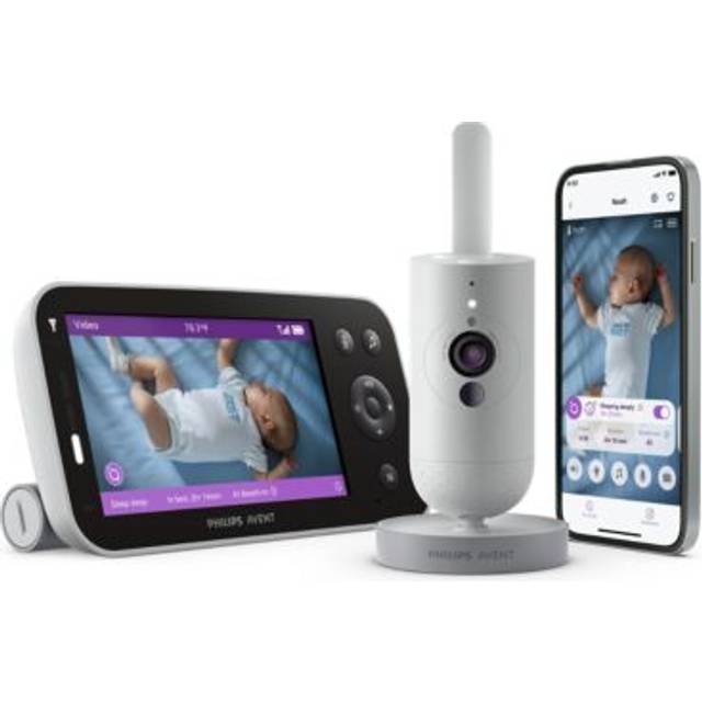 Philips Avent Premium ansluten babyvakt, Avents mest avancerade babyvakt hittills, AI-spårning av sömn och andning, gråtöversättning, HD-app, ultraklar dag- och nattbild, SCD973/26