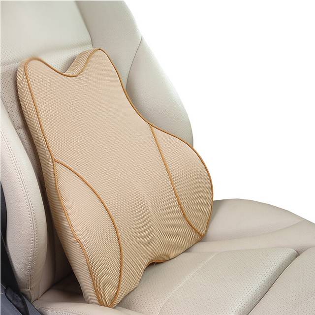 (beige lumbar) Car Lumbar Pillow Memory Foam Lumbar Support Cushion Car Low Back Pain