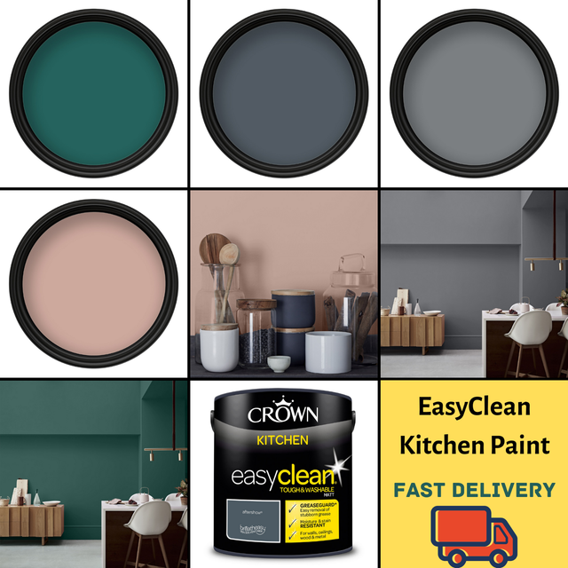 Crown kitchen easy clean grease moisture resistant paint ceiling wood metal 2.5l