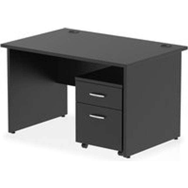 Impulse 1200x800 Desk Black Top Panel End 2 Drawer Mobile Ped