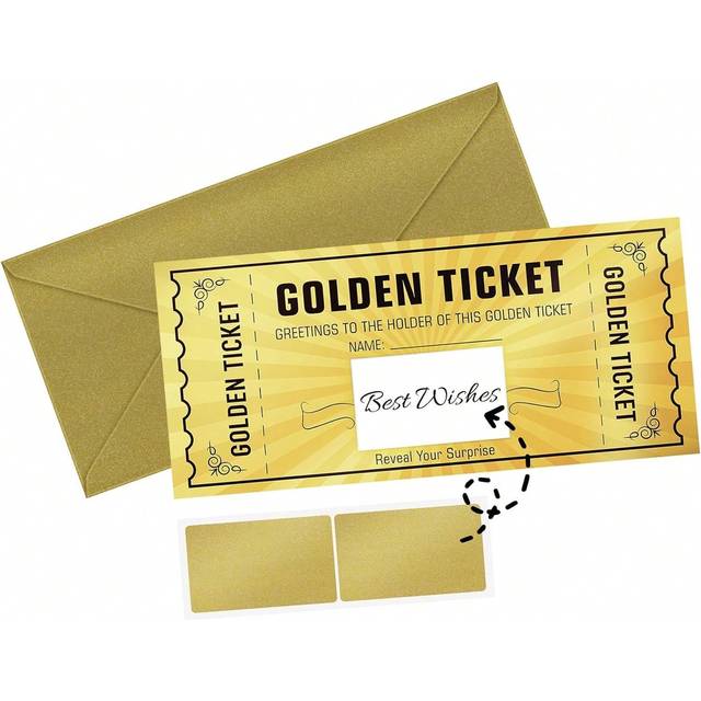 SHEIN Golden Ticket - Scratch Card Reveal Holiday - Surprise Gift Reveal - Card As Birthday Card Wedding Card Concert Ticket Gift Food Cinema Voucher Raffle