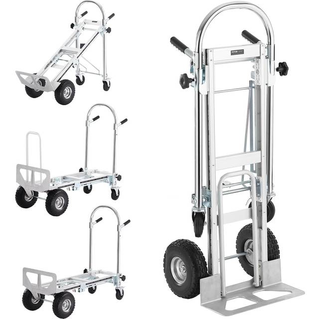 Mophorn 4-in-1 Aluminum Hand Truck, 1000 lbs Capacity, Heavy-Duty Convertible Folding Dolly, Utility Cart with Rubber Wheels, Industrial Folding Hand