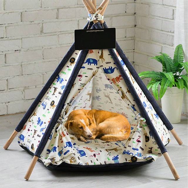 BingoPaw Large Pet Teepee Bed Cat/Kitten/Dog/Puppy Play Tent Tipi House Cushion Mat