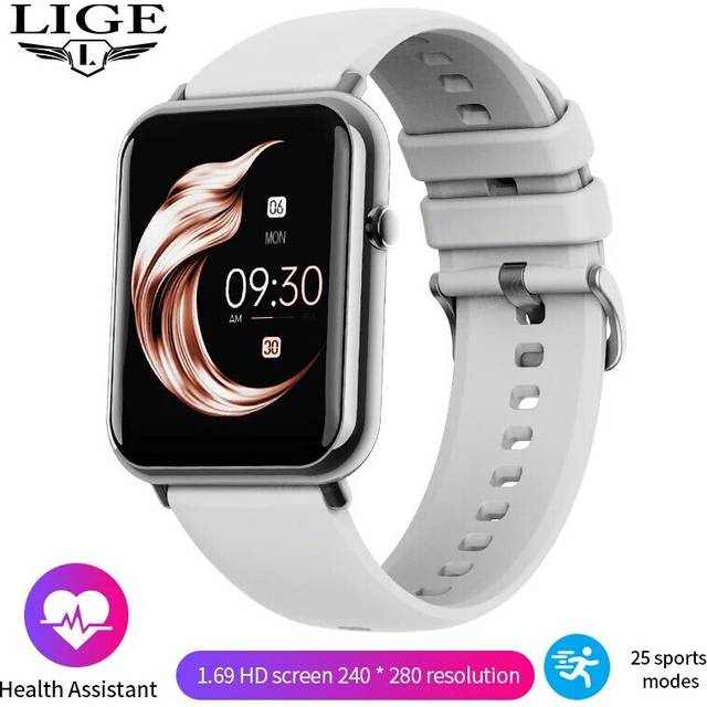 (grey, Bluetooth call watch) Lige Fashion Smart Watch Ladies Body Temperature Sport Fitness Watch Bluetooth