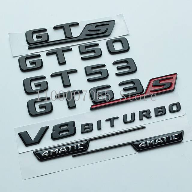 (2017 matte black) Flat Letters GT GT50 GT53 GT63 GT63S GTR GTS GTC V8 Biturbo 4matic+ ABS