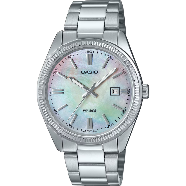 Casio Standard Analog Ion Plated Stainless Steel Mother Of Pearl Quartz MTP-1302DS-7AV Men's Watch