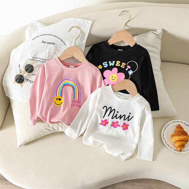 SHEIN 3pcs Baby Girls Cute Print Outfit Set