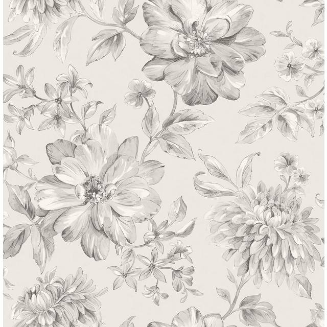 Crown wall coverings lucia floral in silver - m1547 - 53cm x 26.5cm - sealed