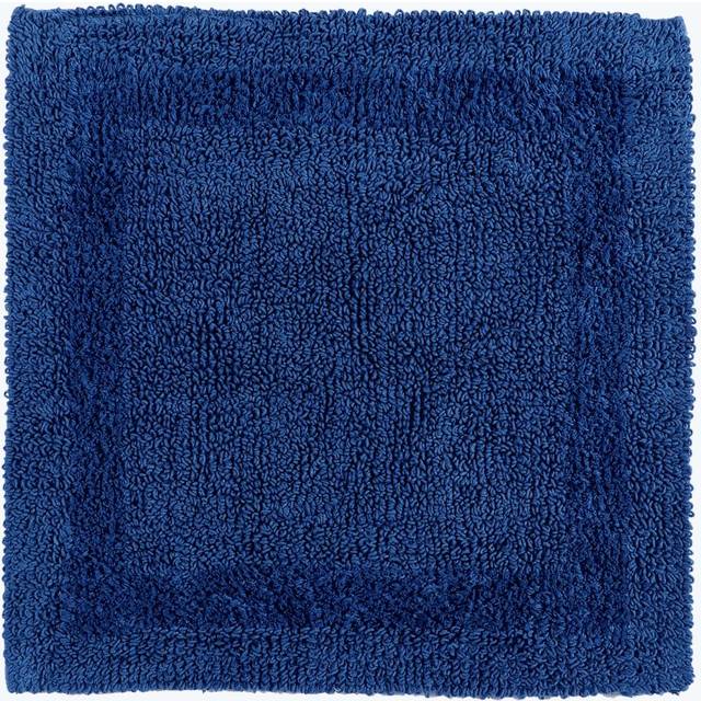Homescapes Luxury Reversible Navy Blue 100% Cotton Shower Mat, 50 x 50 cm, Machine Washable, Super Absorbent, Soft and Hand-Tufted, Eco Friendly
