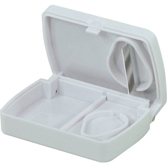 Portable Pill Storage Box with Tablet Splitter - Compact Size - Storage Tray