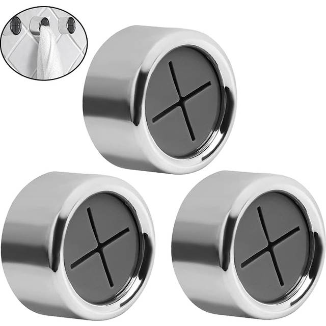 nuosen 3 Pieces Premium Adhesive Round Towel Holder, Adhesive Towel Hooks Round Wall Mount Hook Tea Towel Holder for Bathroom, Kitchen and Home, No