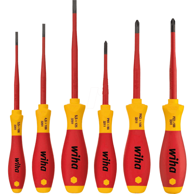Softfinish Electric Slimfix Slitsad/Phillips/Pozidriv 6 Delar Skruvmejselsats