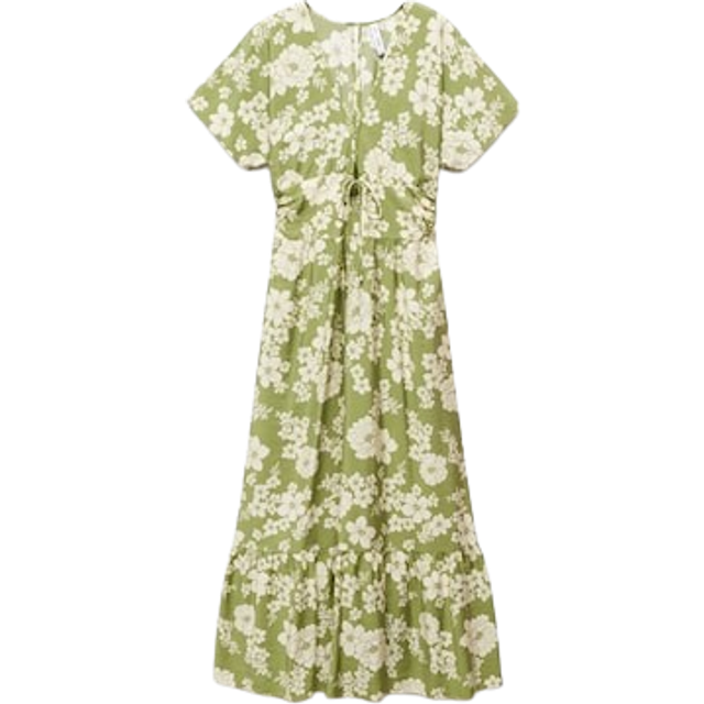 Mango Coloma Floral Maxi Dress Green - Mango - Size: 14