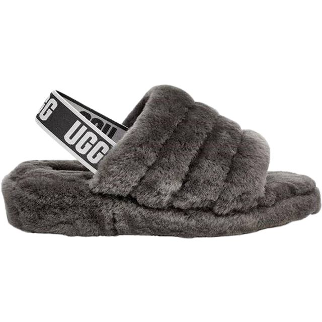(WMNS) UGG Fluff Yeah Slide Thick Sole Gray Slippers - grey - 8