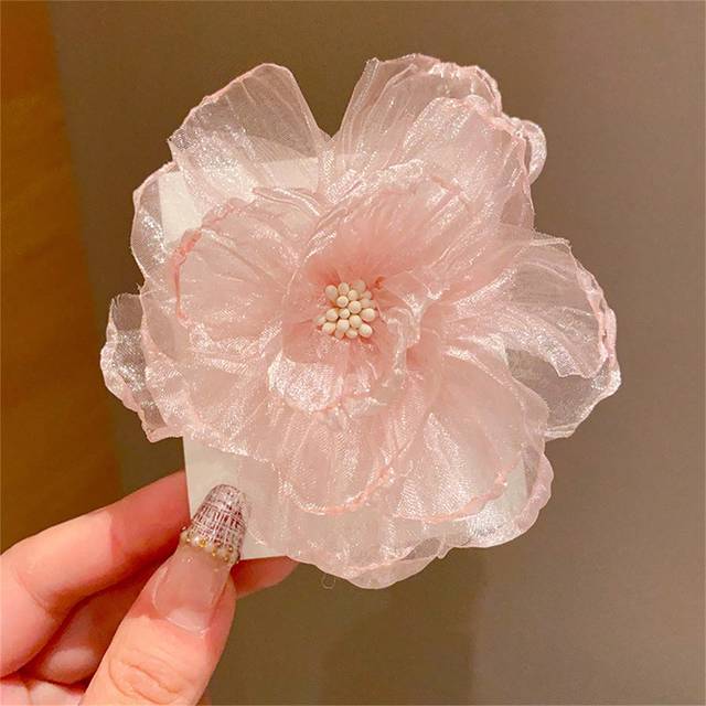 SHEIN 1pc Girl&#39;s Nature-Inspired Mesh Flower Princess Hair Clip