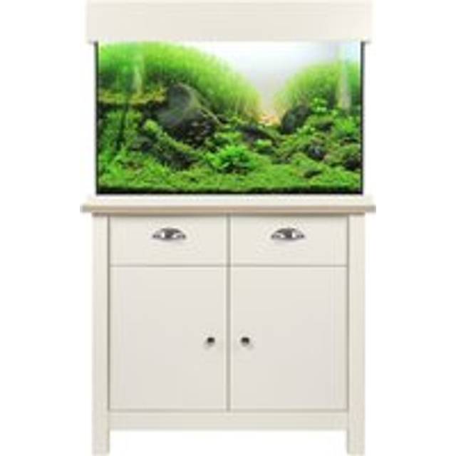 Aqua One Oak Style Shades Soft White Aquarium Fish Tank with Cabinet 81cm 145L