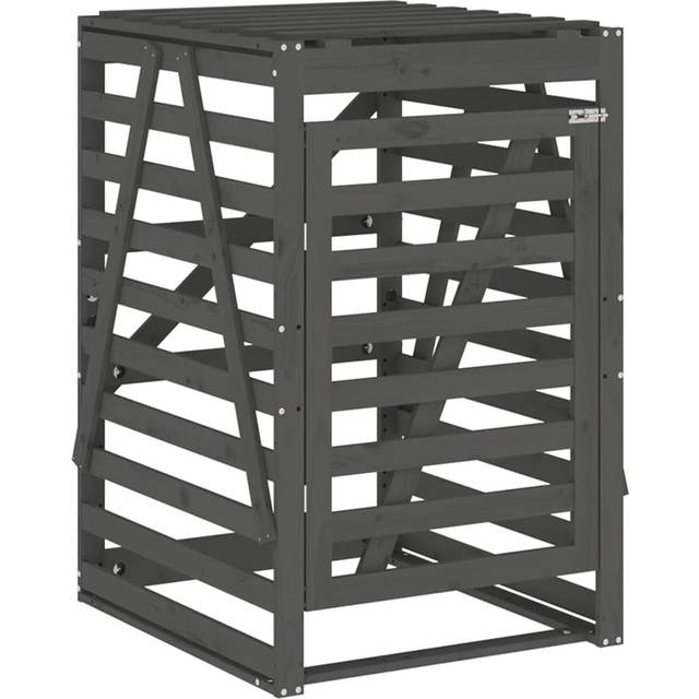 Skjul för sopkärl 84x90x128,5 cm grå massiv furu