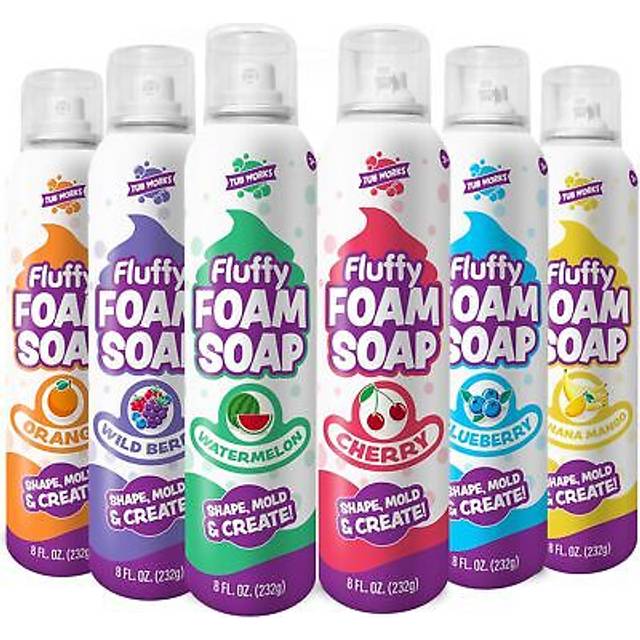 Tub Works Fluffy Foam Soap  Variety 6 Pack | Shape  Mold & Create Bath Art with Soft Bath Foam for Kids | Gentle  Cleansing Kids Bath Soap | Easy-to-U