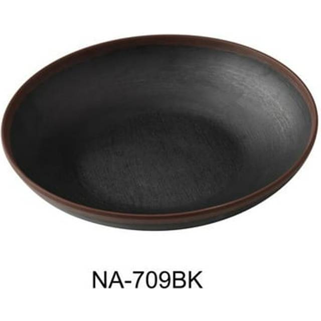 Yanco NA-709BK Nature Art 9 x 1.75 in. Salad & Pasta Bowl, Black - 28 oz - Melamine - Pack of 24