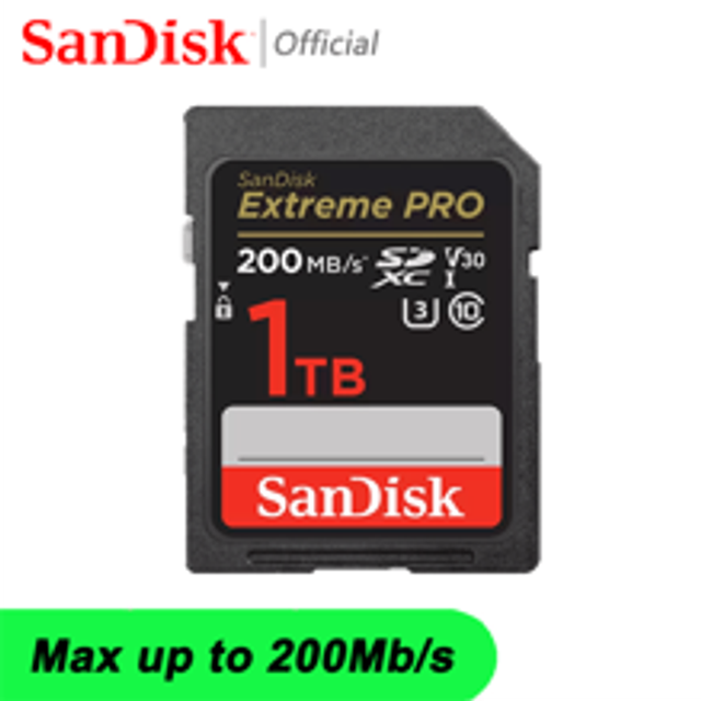 SanDisk Extreme PRO SD-kort, U3 4K V30 Flash-minneskort 1tb 512gb 256gb 128gb 64gb 32GB, höghastighets SD-minneskort för kamera, upp till 200mb/S - Svart (32G,64G,128G,256G,512G,1T)