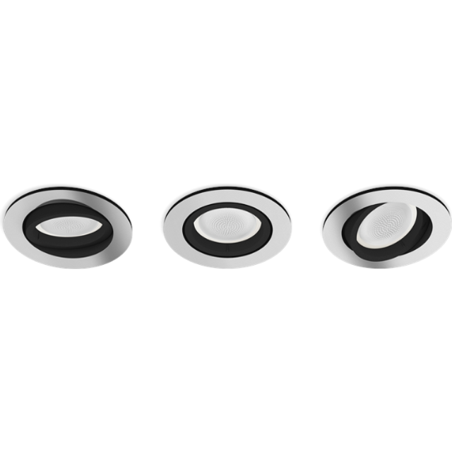 Philips Hue Centura Aluminium Smart LED Recessed Ceiling Spotlight, Pack of 3, Metallic