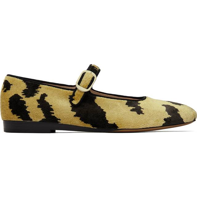 Le Monde Beryl Black & Yellow Tiger Print Bevilacqua Velvet Ballerina Flats - TIG - IT 37