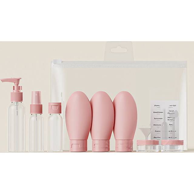SHEIN Travel Refillable Bottle Set Spray Lotion Shampoo Shower Gel Tube Bottling Cosmetic Empty Liquid Container Portable Tool Refill Travel Essentials Scho