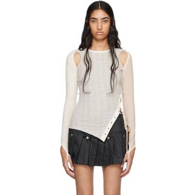 Andersson Bell Gray & Beige Braids Cutout Sweater - Oatmeal - XS